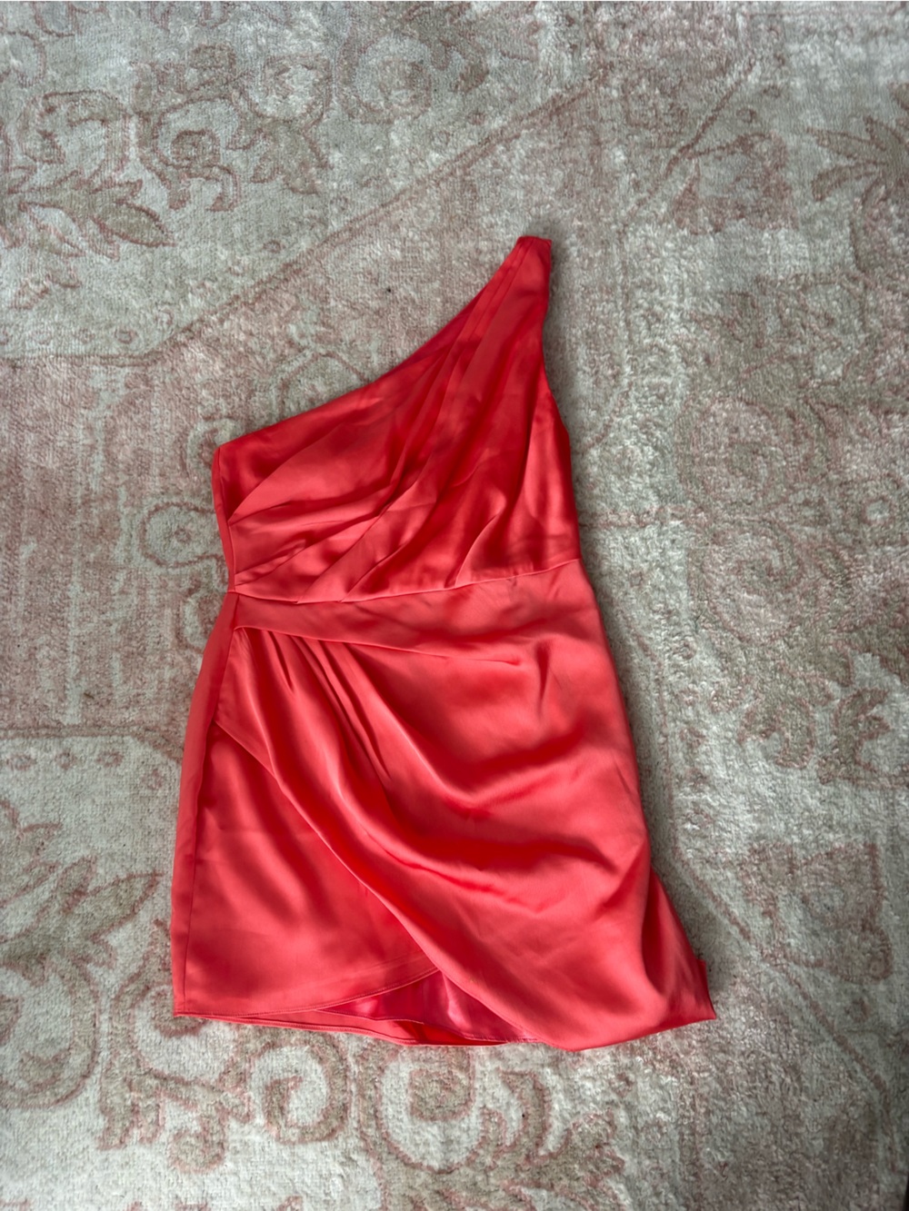 Asymmetric One-Shoulder Red Satin Mini Dress